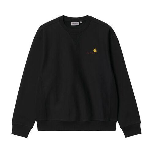 Sudadera Carhartt Negra American Script Sweatshirt Black Suave y Cálida 5/5
