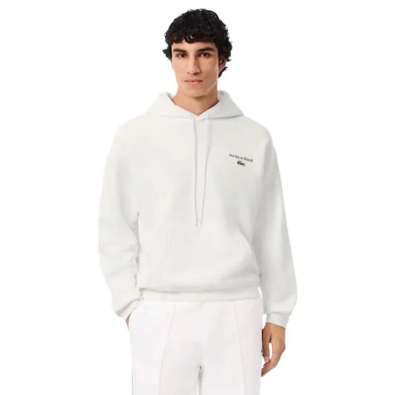 Sudadera Blanca Lacoste con Capucha Farine de Corte Holgado Jeu Set et Match 3/5