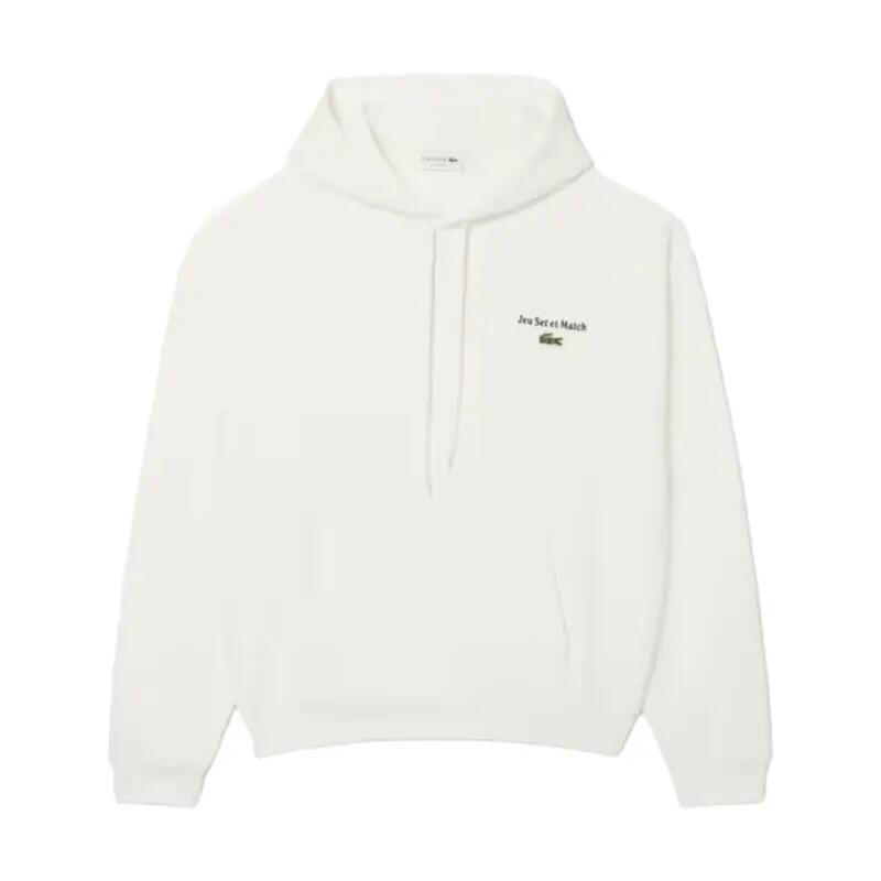 Sudadera Blanca Lacoste con Capucha Farine de Corte Holgado Jeu Set et Match 2/5