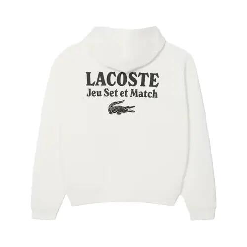 Sudadera Blanca Lacoste con Capucha Farine de Corte Holgado Jeu Set et Match 5/5