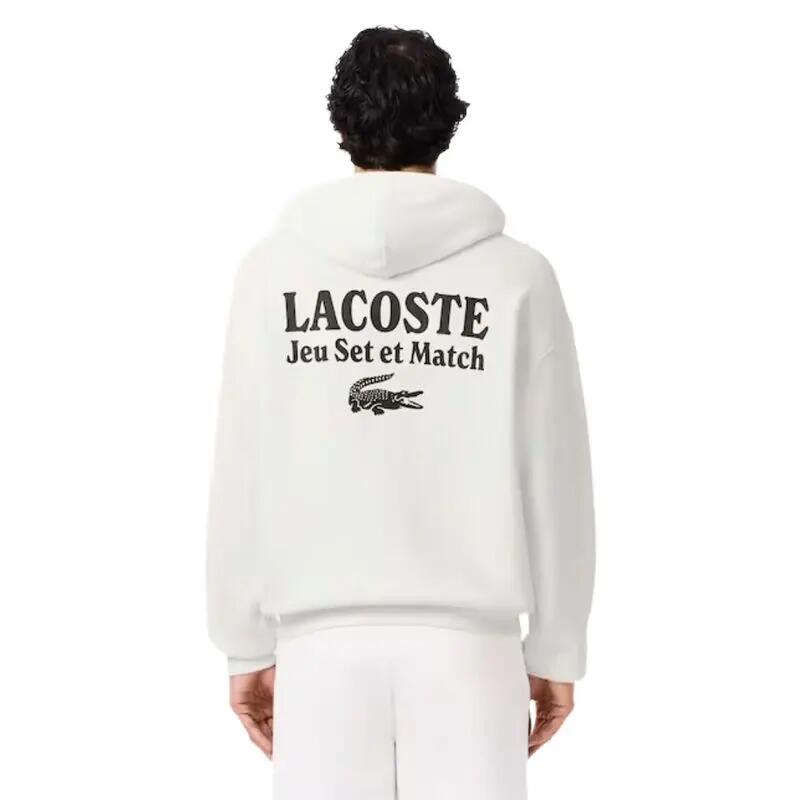 Sudadera Blanca Lacoste con Capucha Farine de Corte Holgado Jeu Set et Match 4/5