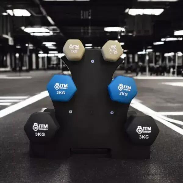 ITM Fitness 12kg Neoprene Dumbbell Set with A-frame Stand 3/6