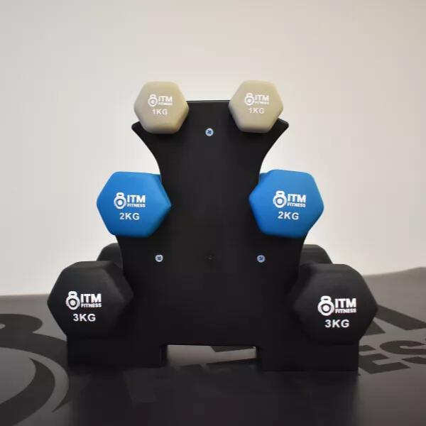 ITM Fitness 12kg Neoprene Dumbbell Set with A-frame Stand