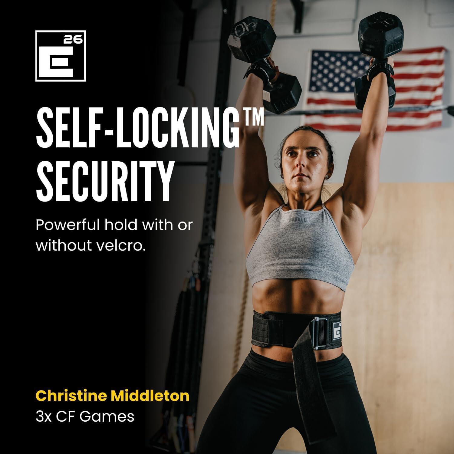 Ceinture de Musculation Auto-Bloquante Athlètes - Nylon Noir [XS] - Support Dos 4/6