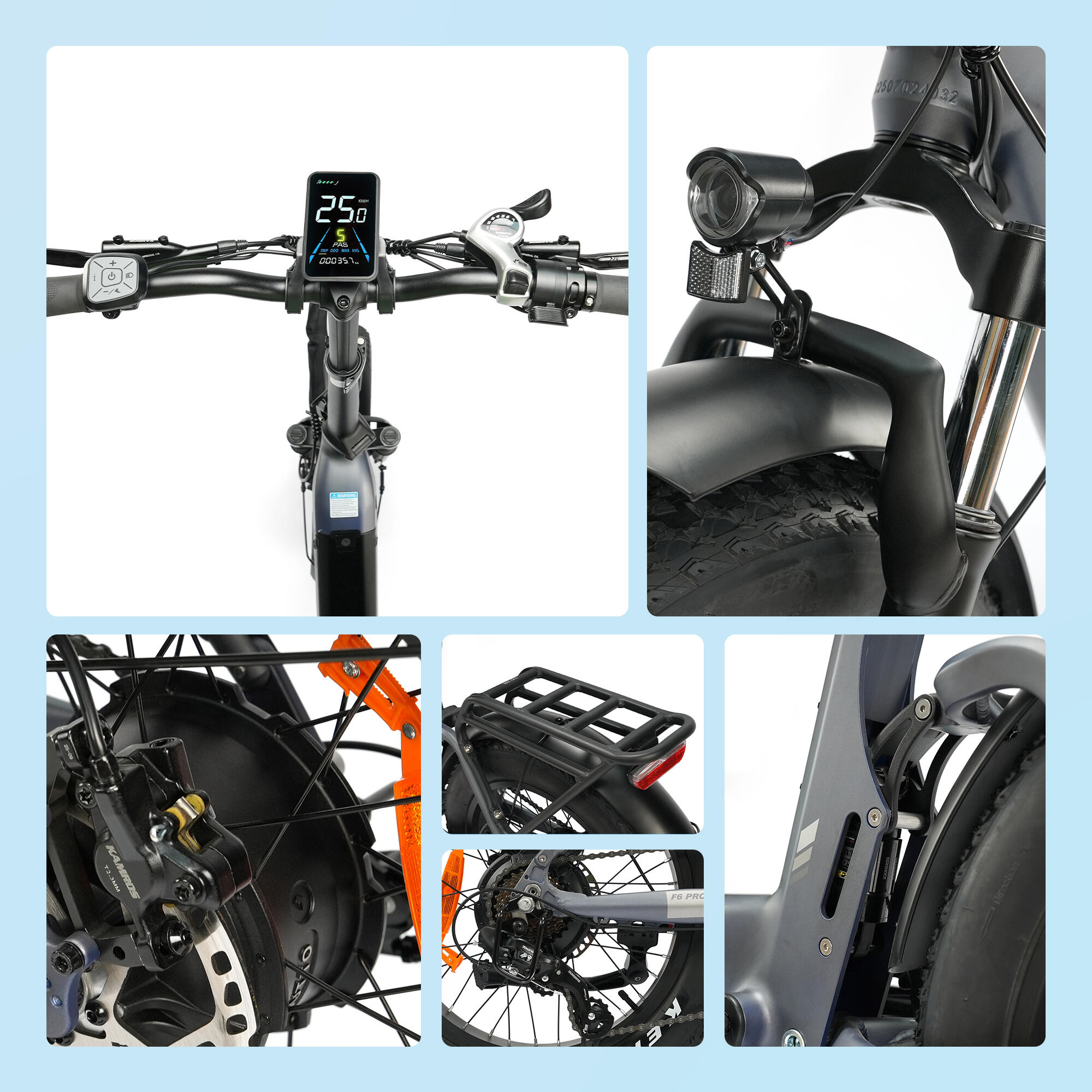 Bicicleta elétrica F6 PRO 2026, homem/mulher, 140km, roda 20",4.0,7 velocidades 4/7