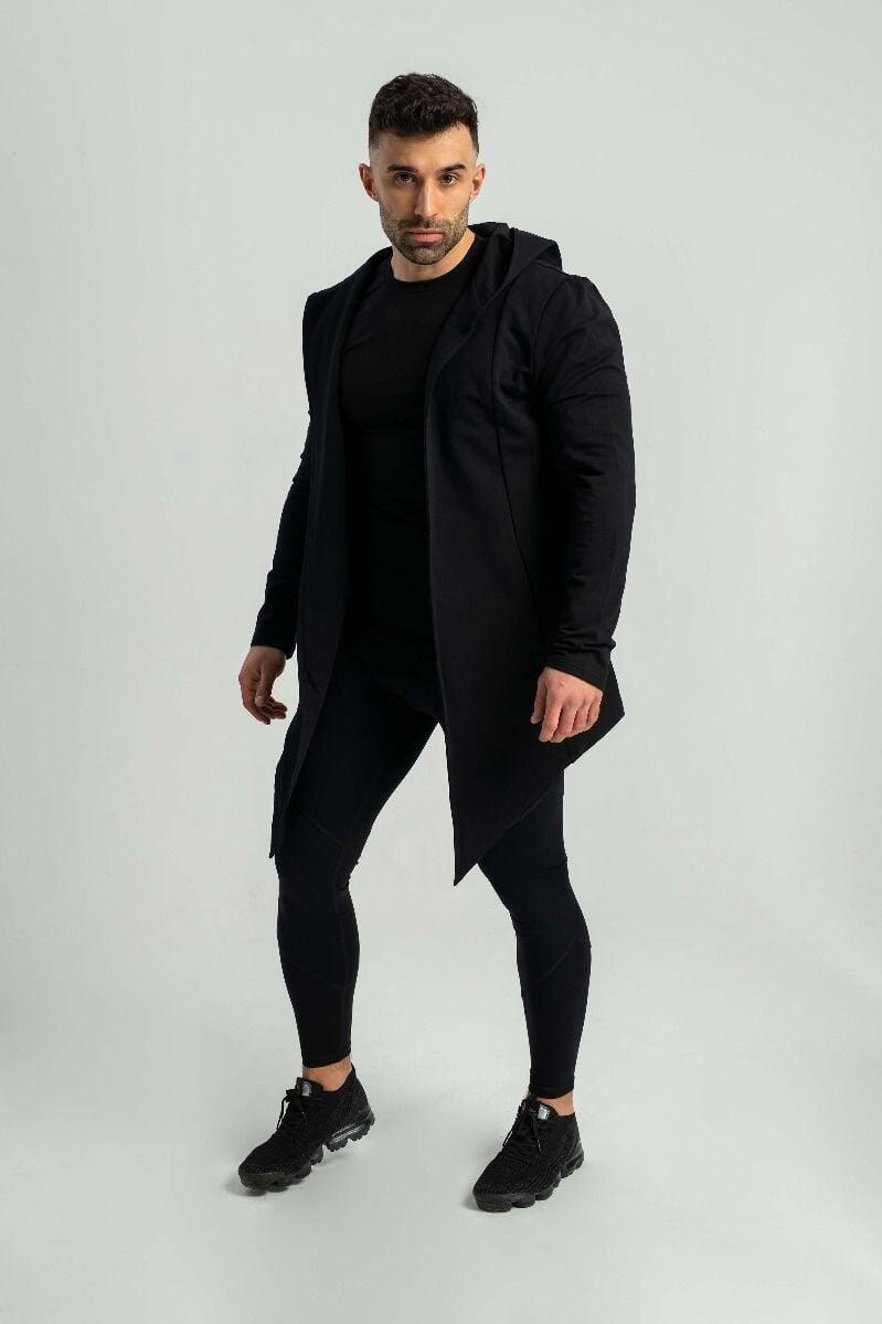 Uomo palestra cardigan con cappuccio nero 5/7