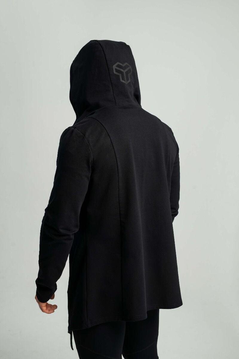 Uomo palestra cardigan con cappuccio nero 4/7