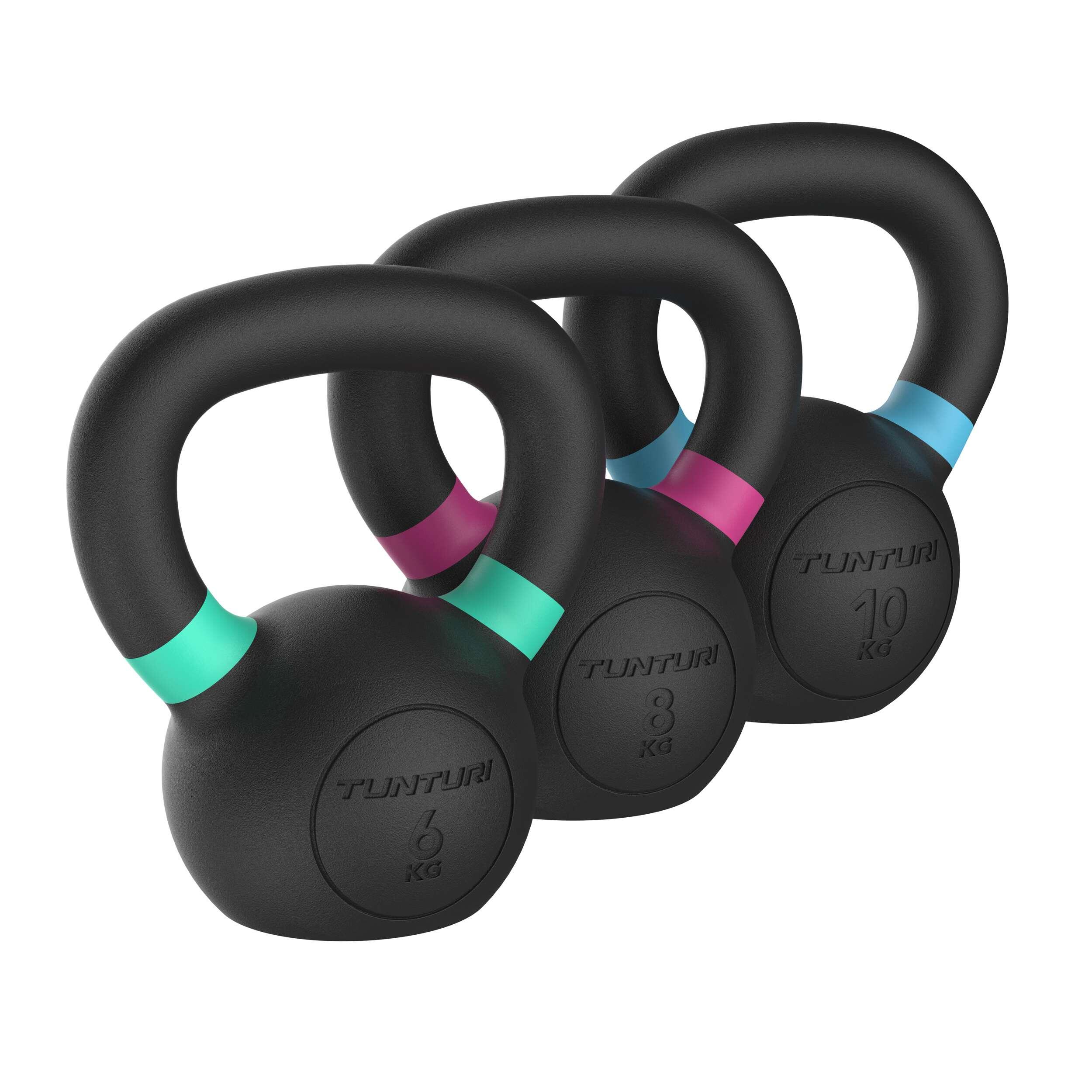 Platinum gietijzeren kettlebell set 6-10kg incl. gratis fitness app 2/7