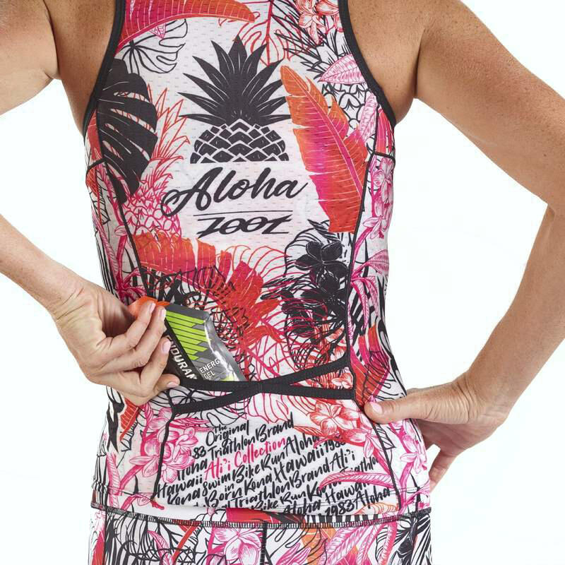 Camiseta Triatlon Sin mangas Mujer ZOOT Ali'i Multicolor Estampada 2/4