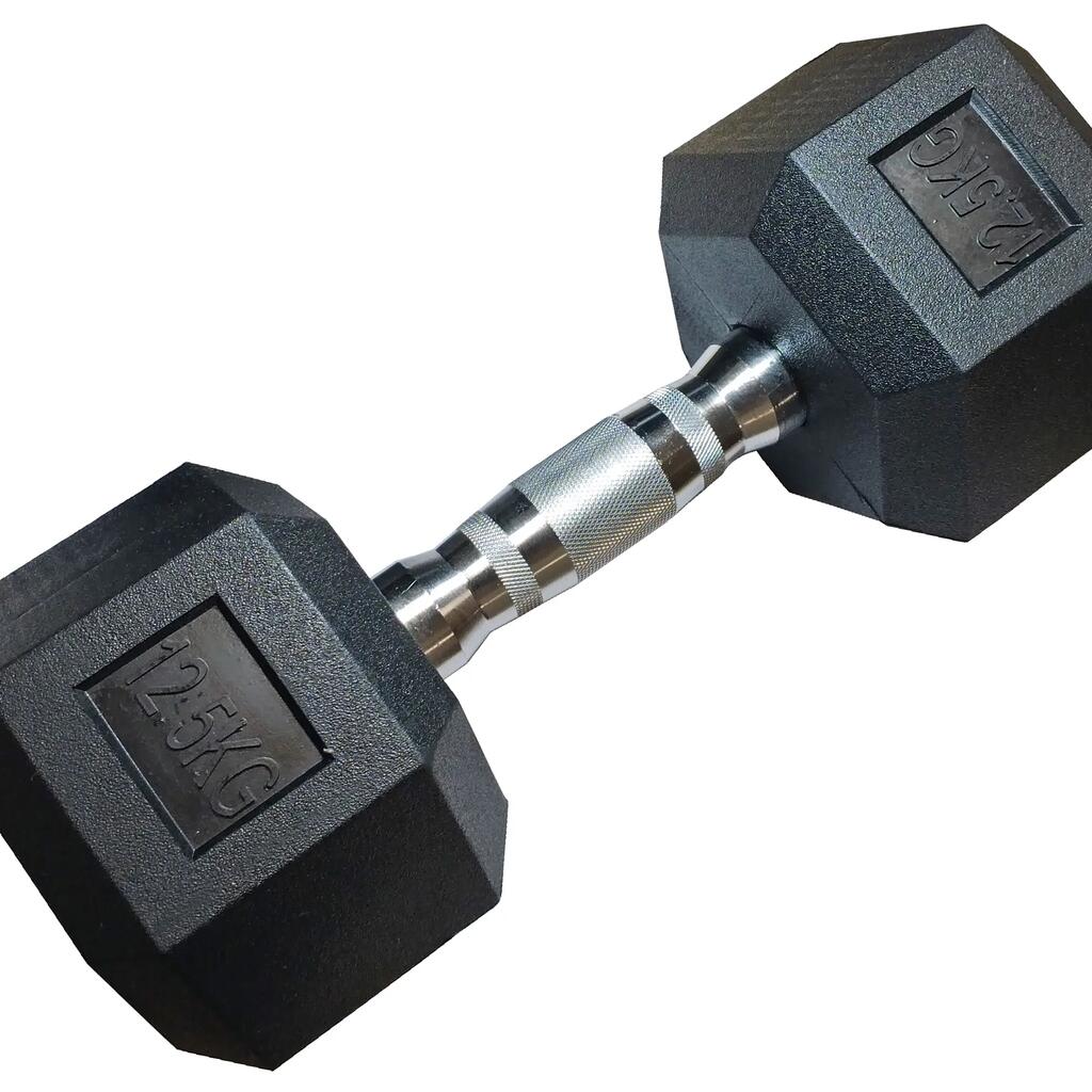 Jednoručná šesťhranná činka HEX 12,5 kg pogumovaná