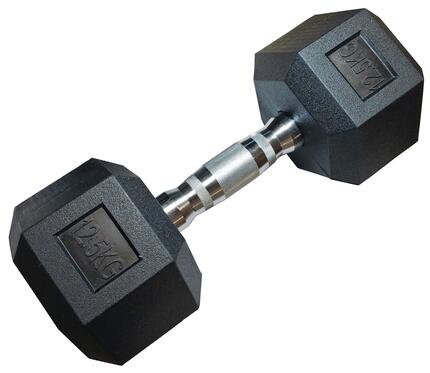 Einhand-Sechskant-HEX-Hantel 12,5 kg, gummiert