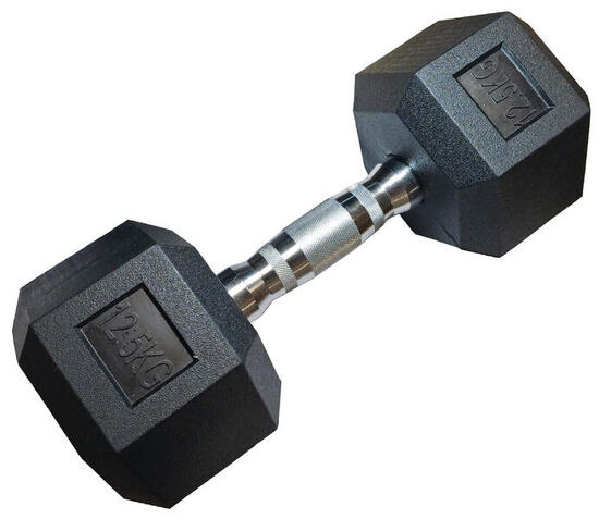 Einhand-Sechskant-HEX-Hantel 12,5 kg, gummiert
