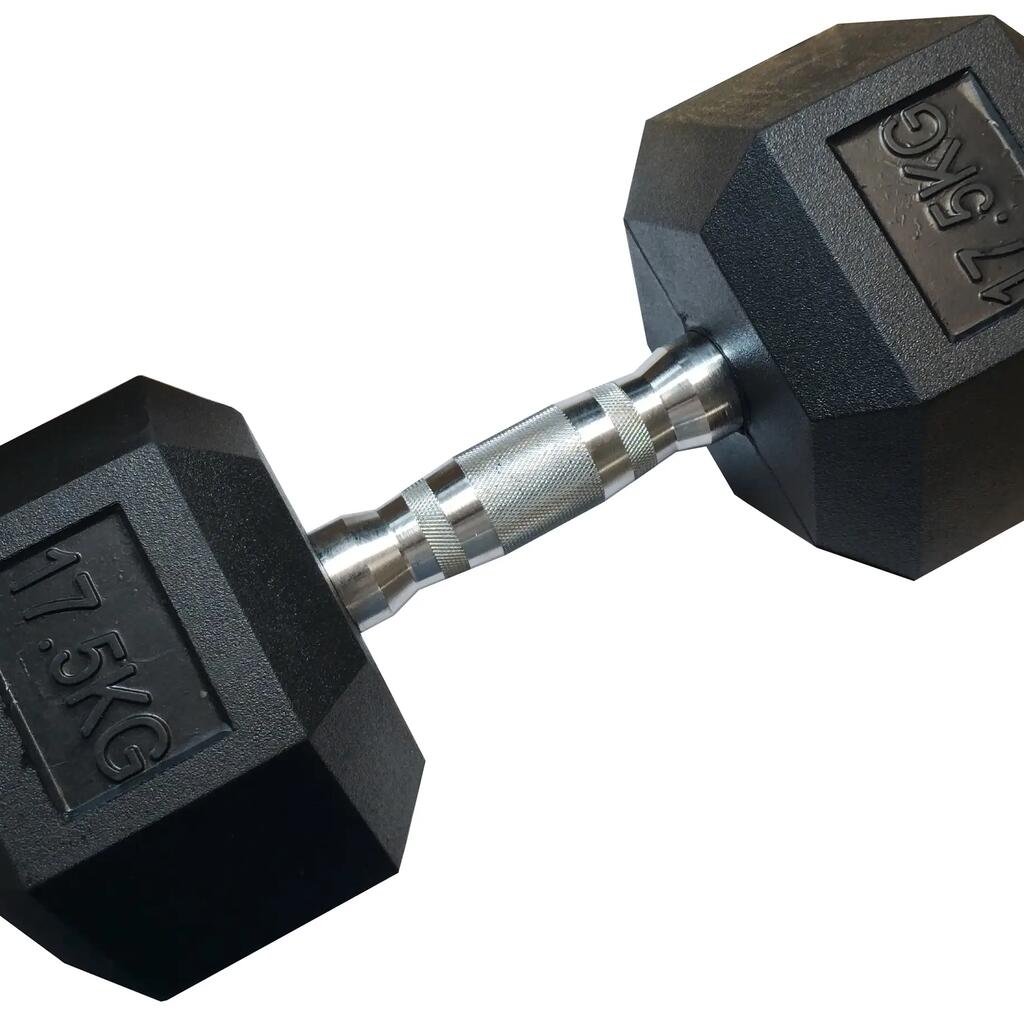 Jednoručná šesťhranná činka HEX 17,5 kg pogumovaná