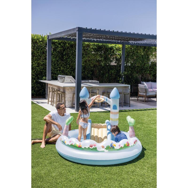 Piscină de joacă, castel și unicorn, cu tobogan și aspersor, Intex