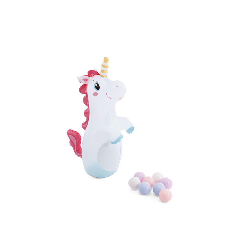Piscină de joacă, castel și unicorn, cu tobogan și aspersor, Intex