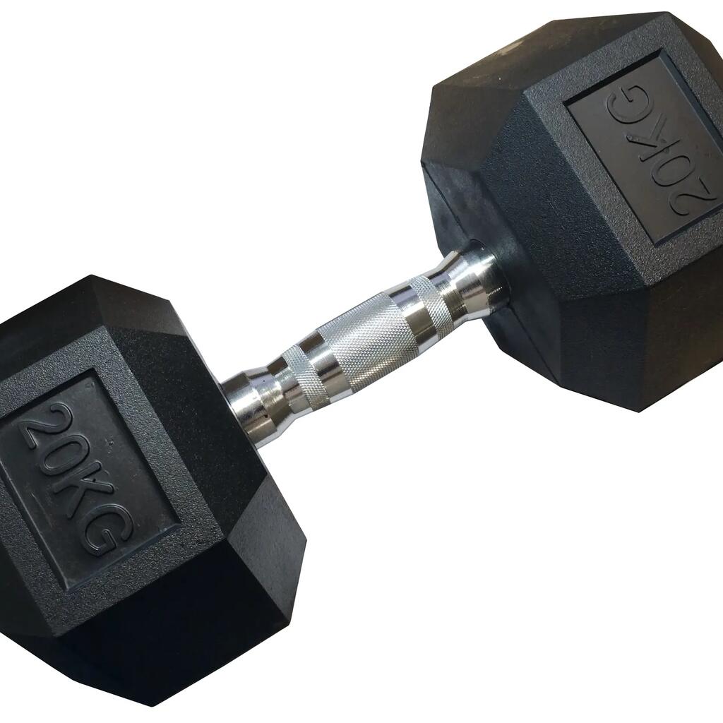 Jednoručná šesťhranná činka HEX 20 kg pogumovaná