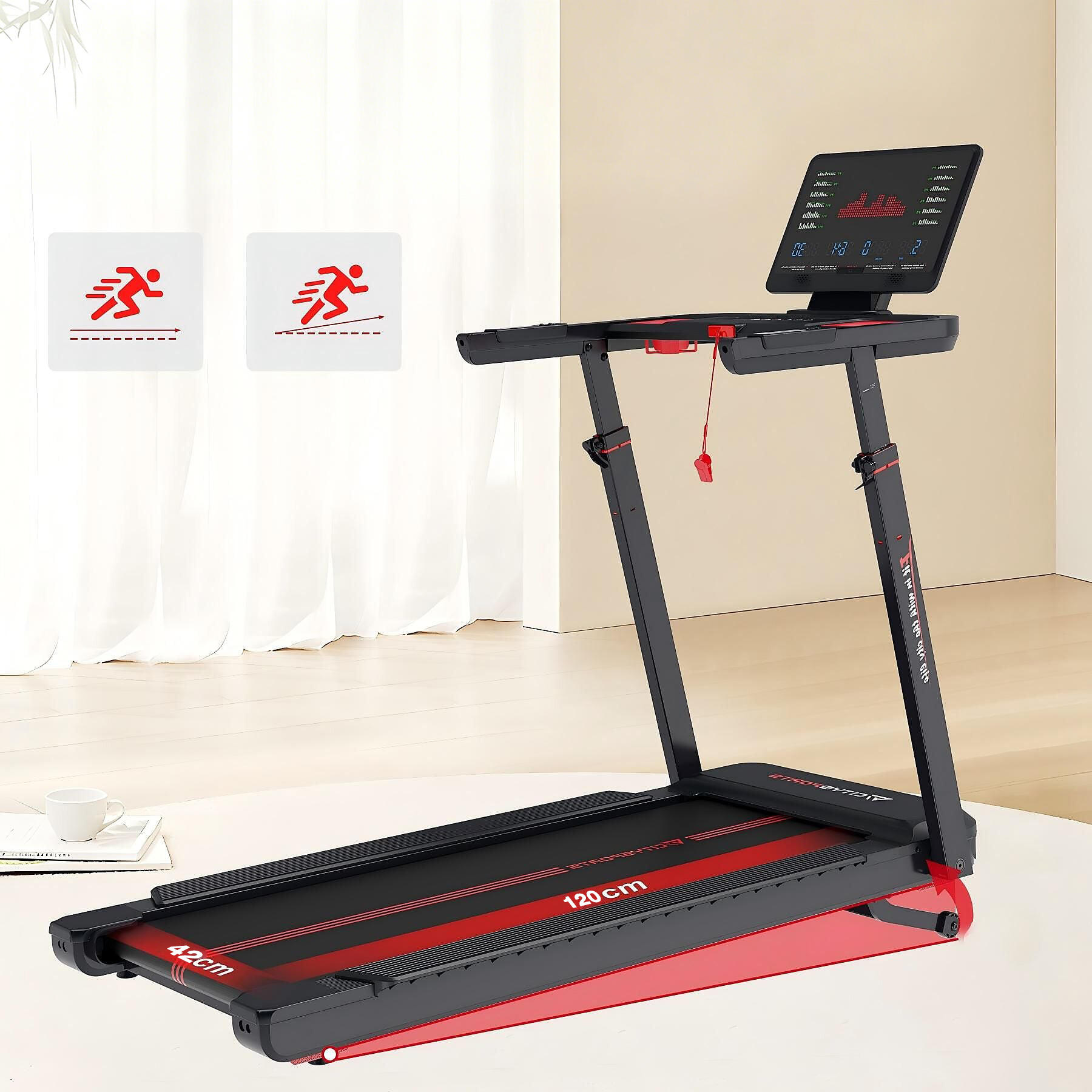 Klappbares Laufband mit 15 Steigungsstufen-NB6-3700W-15,5 km/h-Zwift,Kinomap 3/6