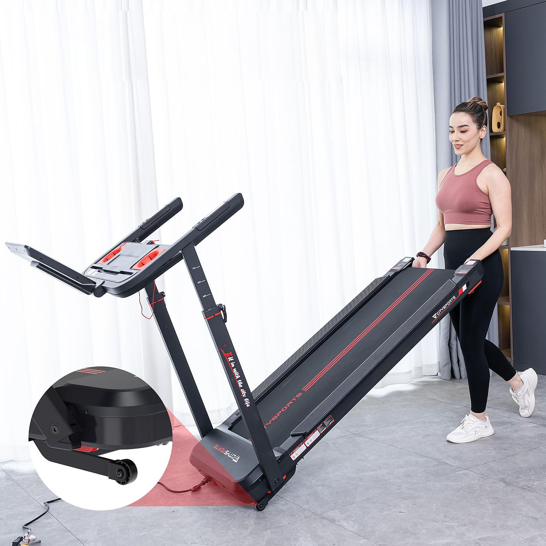 Klappbares Laufband mit 15 Steigungsstufen-NB6-3700W-15,5 km/h-Zwift,Kinomap 5/6