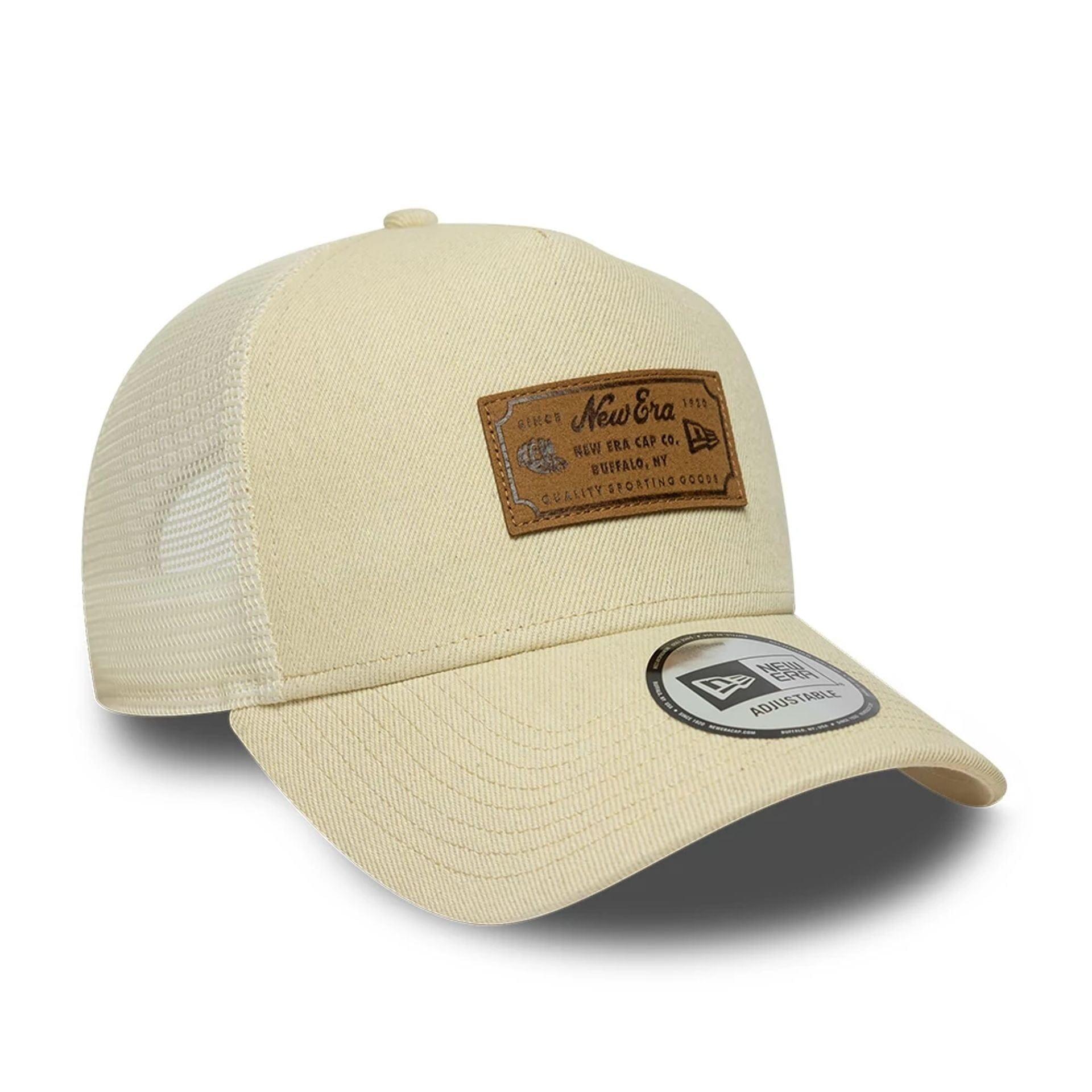 New Era 9FORTY Trucker Cap Leather Patch light beige 3/5