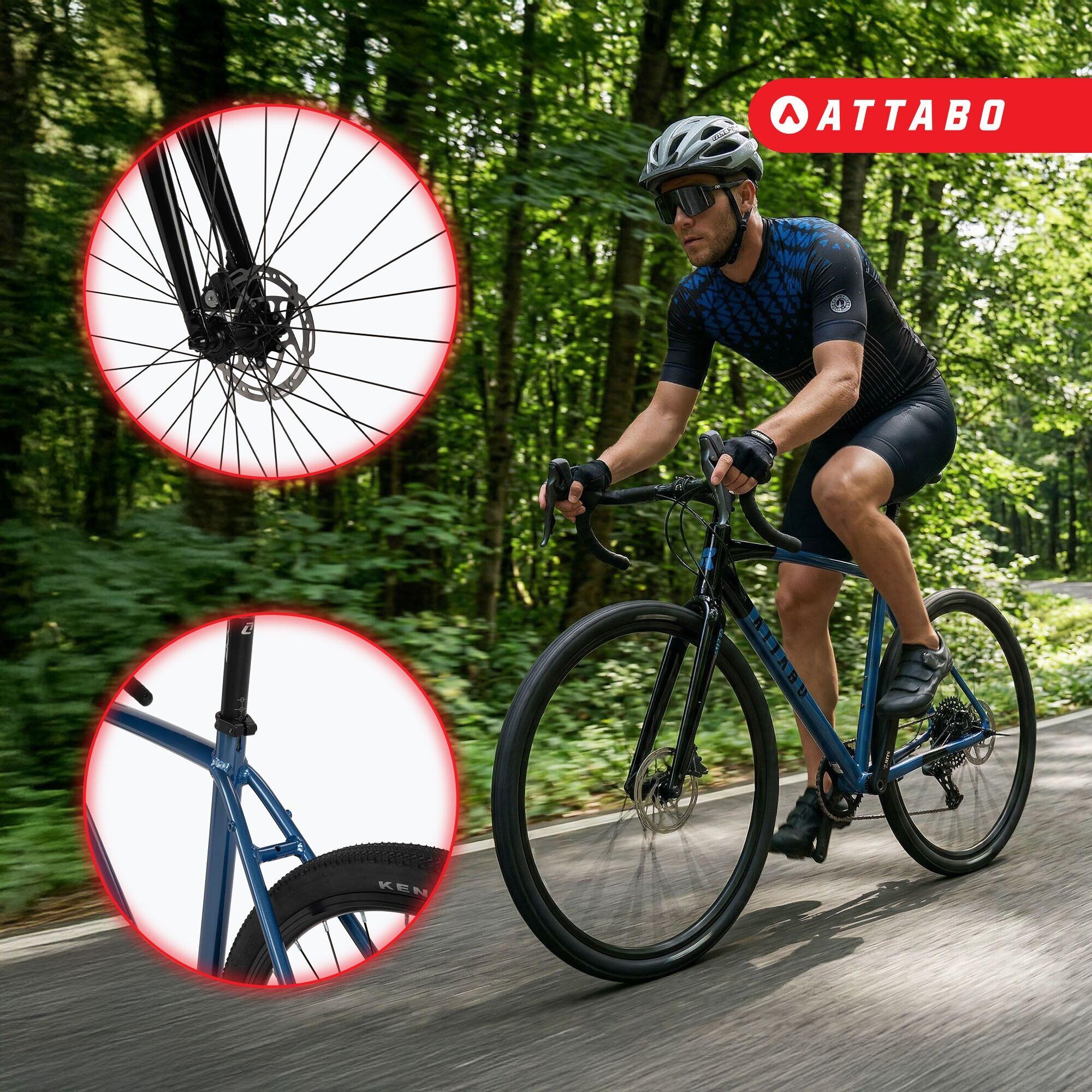 Rower gravelowy ATTABO GRADO 2.0 niebieski Aluminiowa rama 10 przełożeń 3/7
