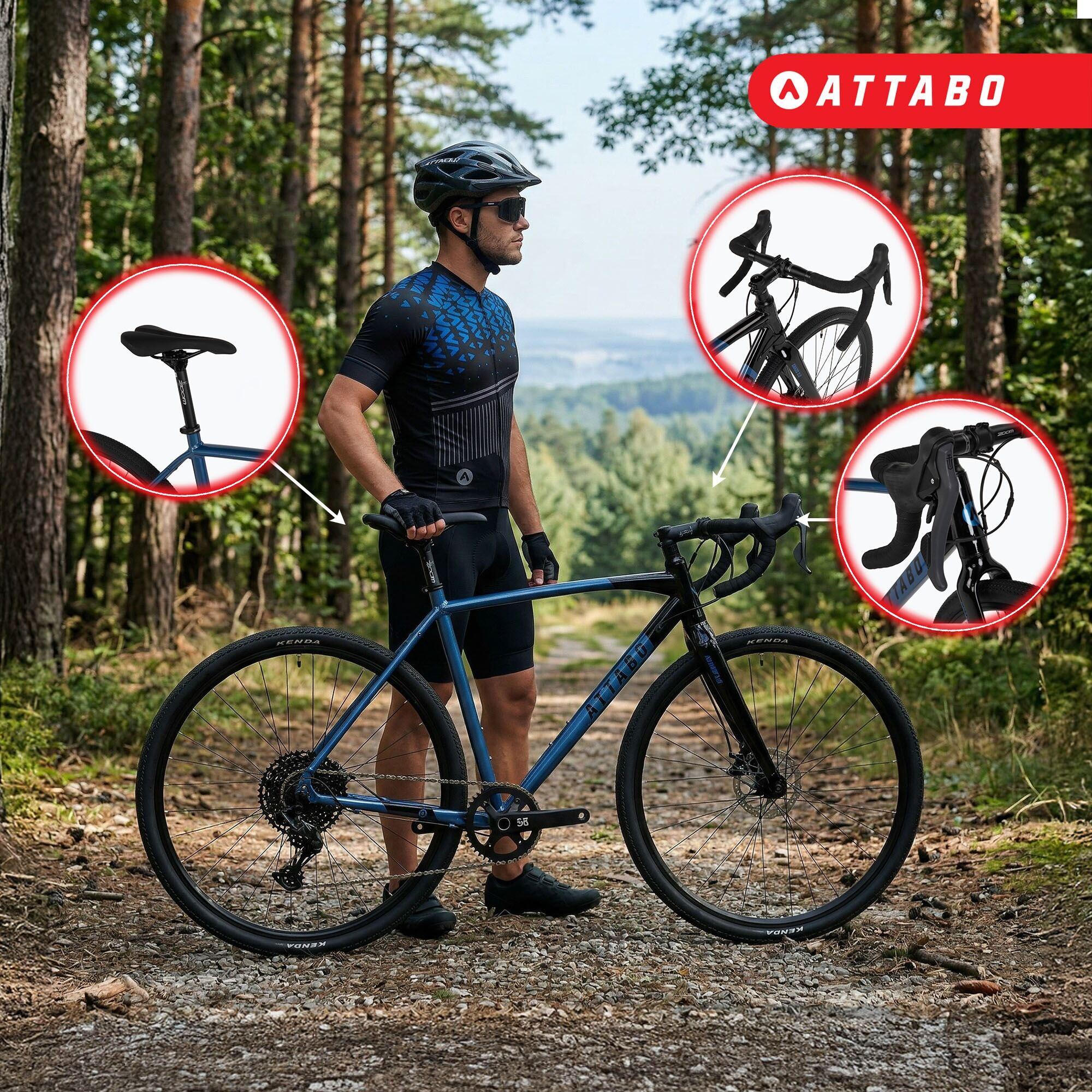 Rower gravelowy ATTABO GRADO 2.0 niebieski Aluminiowa rama 10 przełożeń 5/7