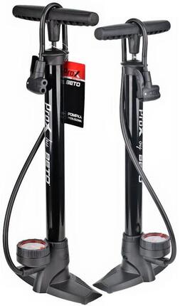 Fahrradpumpe mit Manometer 11Bar Manometer alle Ventile Standpumpe Schwarz