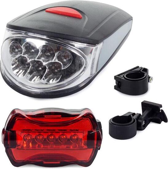 Set luci per bici faro anteriore e posteriore a LED - Batterie