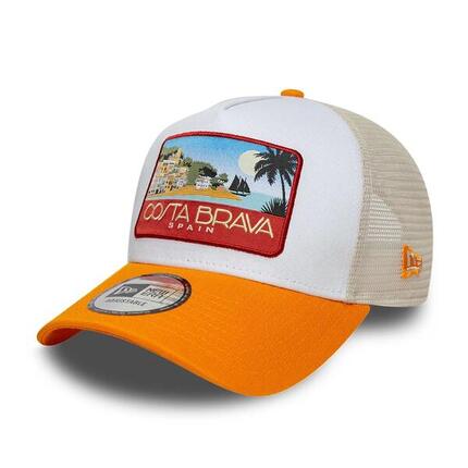 New Era 9FORTY Trucker Cap Location orange/white