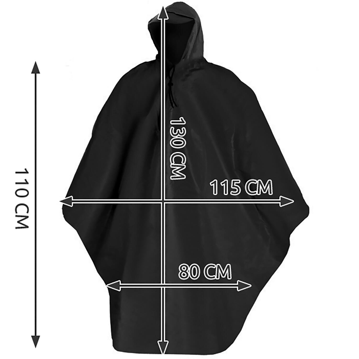 Poncho impermeable negro talla única 130 x 115 cm 2/7