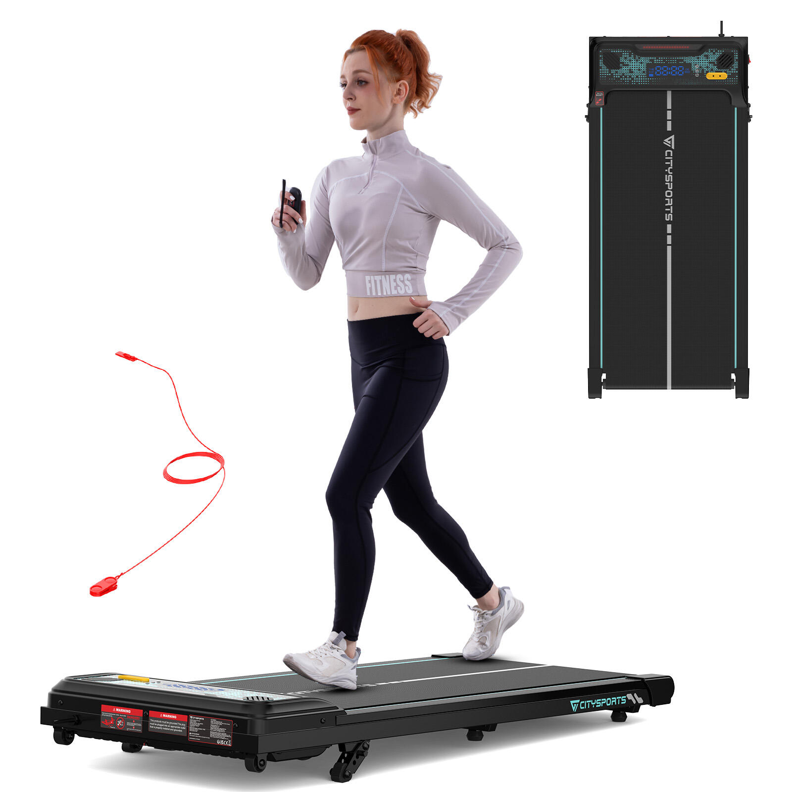Bieżnia składana dorosły fitness 6km/h nachylenie do 13,41% 3 stopnie LED 2/7