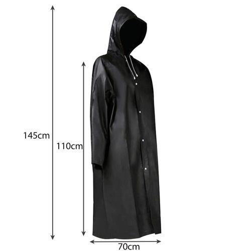 Regenjas Met Capuchon Unisex Waterdicht Zwart 2/7