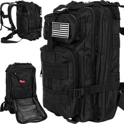 Zaino Survival Tattico 26 Litri Outdoor Militare Nero
