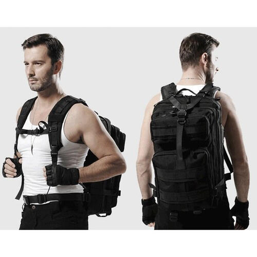 Sac à dos tactique de survie 26 litres noir militaire 4/7
