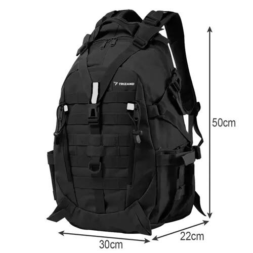 Mochila táctica de 25 litros para exteriores, militar, supervivencia, negra 6/7
