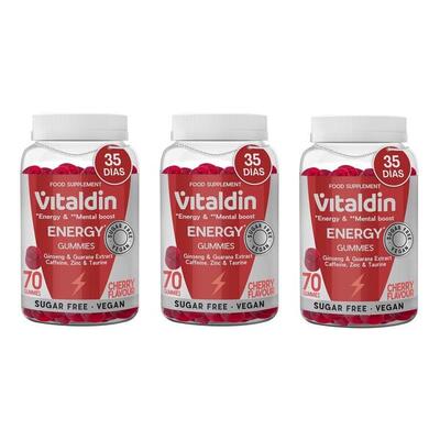 Energie gummies vitaldin kersensmaak 3 stuks met ginseng en cafeïne
