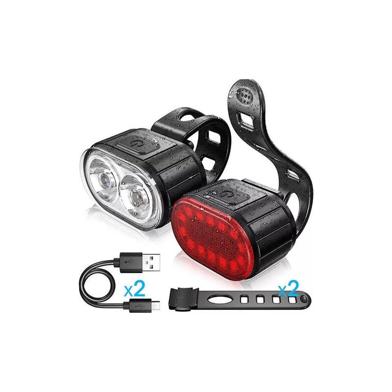 Set lumini bicicletă Sport - Față și spate LED - Reîncărcabil USB