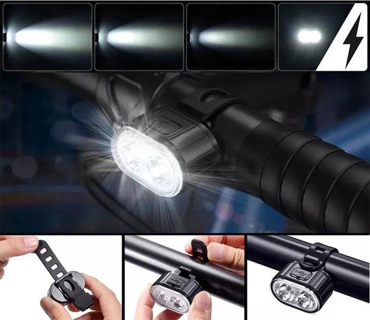 Luci bici Sport: anteriore e posteriore LED, ricaricabili USB. 2/7
