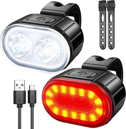 Kit d'éclairage pour vélo Sport - Feu avant et feu arrière - LED - Rechargeable