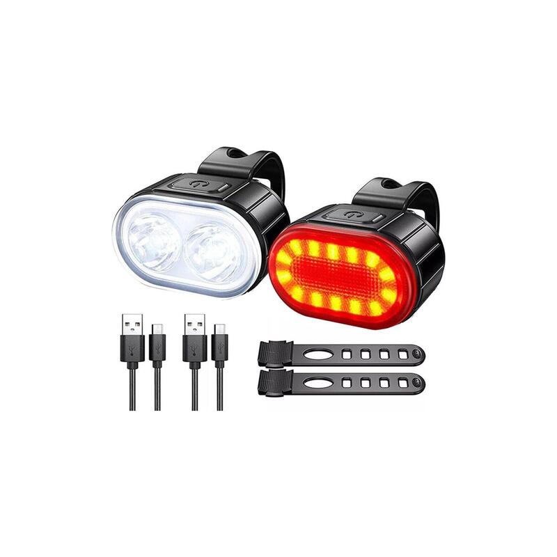 Set lumini bicicletă Sport - Față și spate LED - Reîncărcabil USB