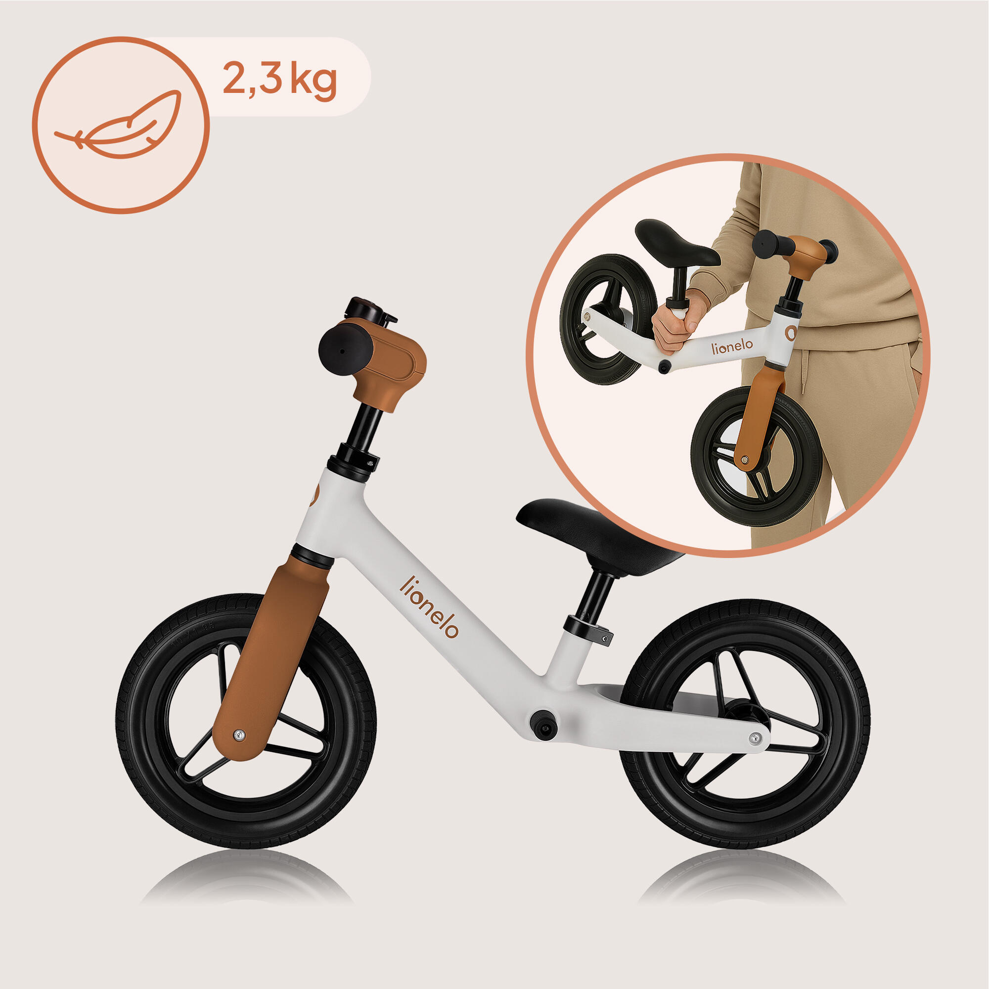 Bicicleta sin pedales Lionelo Toni – 2,3 kg con casco, ajustable, 3+ 2/7