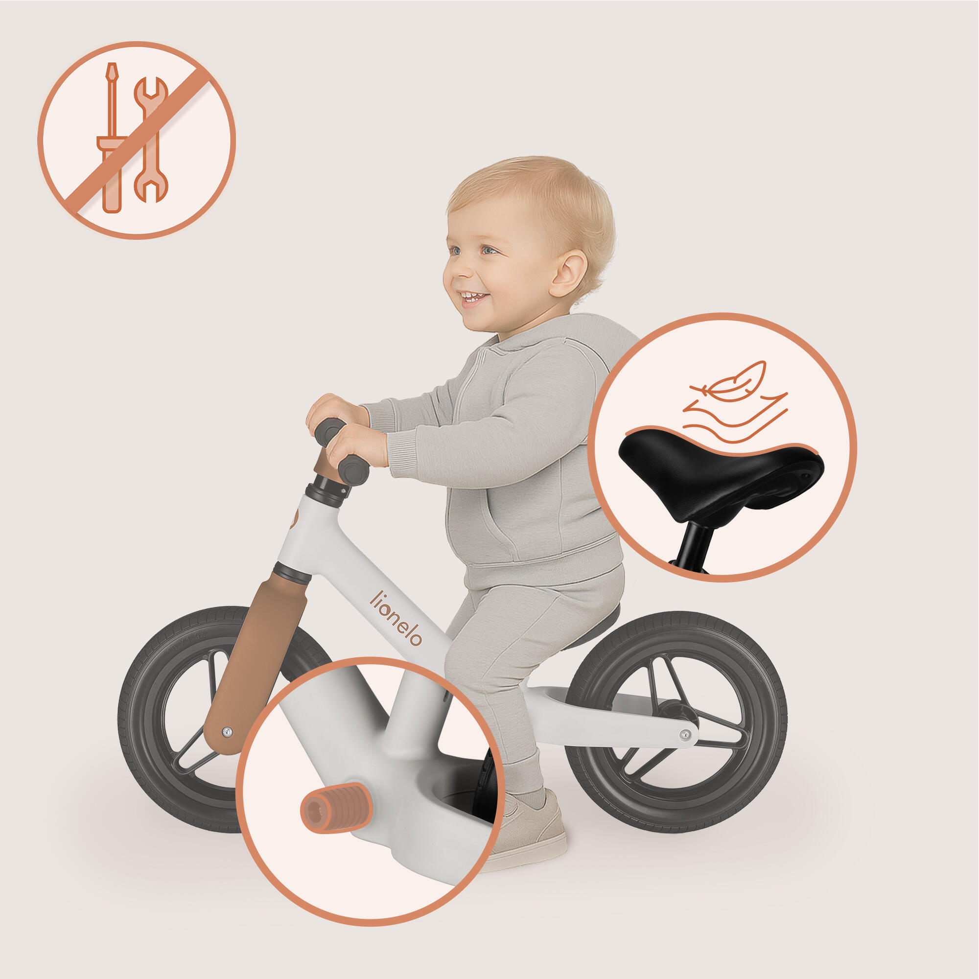 Bicicleta sin pedales Lionelo Toni – 2,3 kg con casco, ajustable, 3+ 7/7
