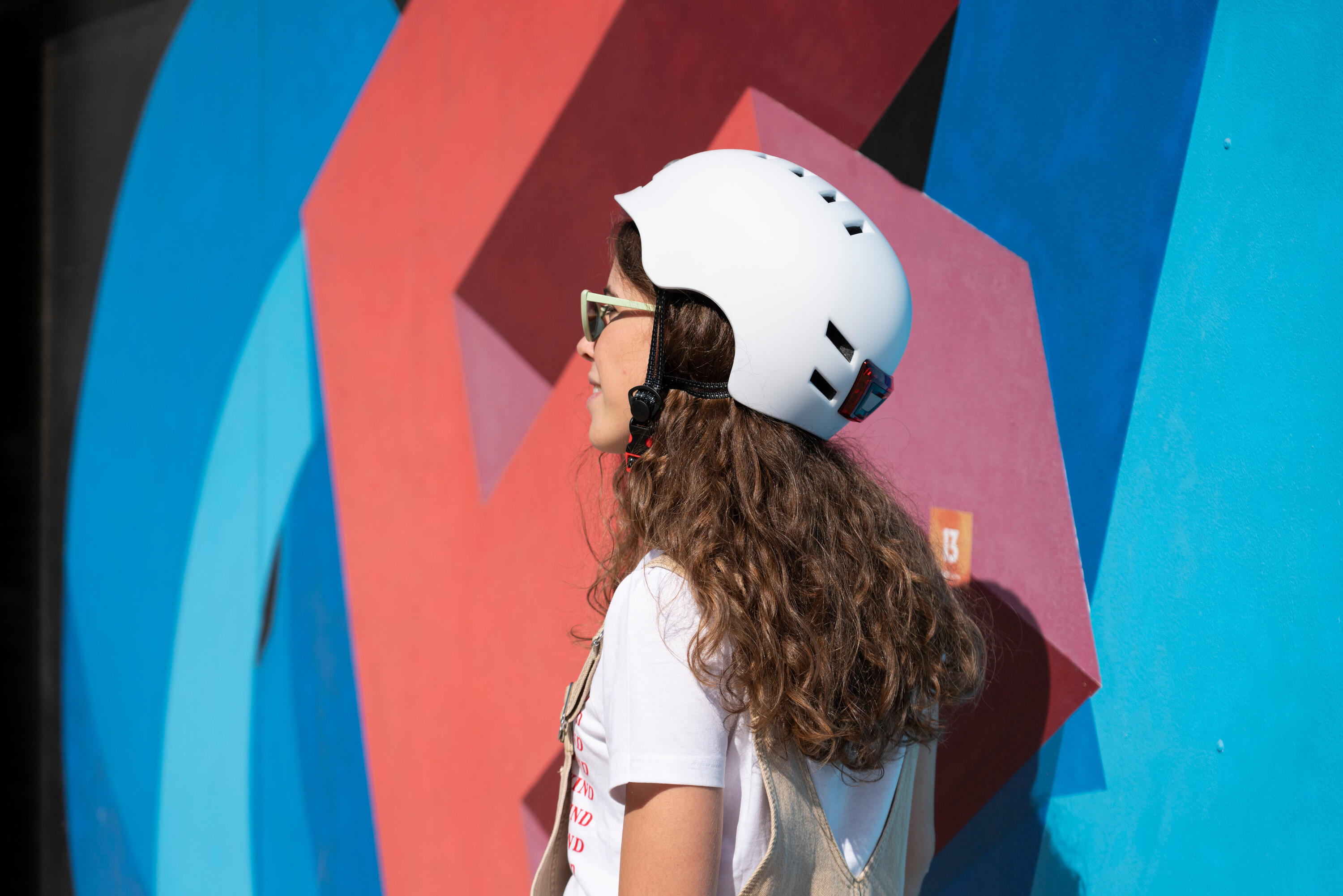Capacete Youin aprovado com luzes LED USB ajustáveis ​Tamanho L(58-61 cm) Branco 6/7