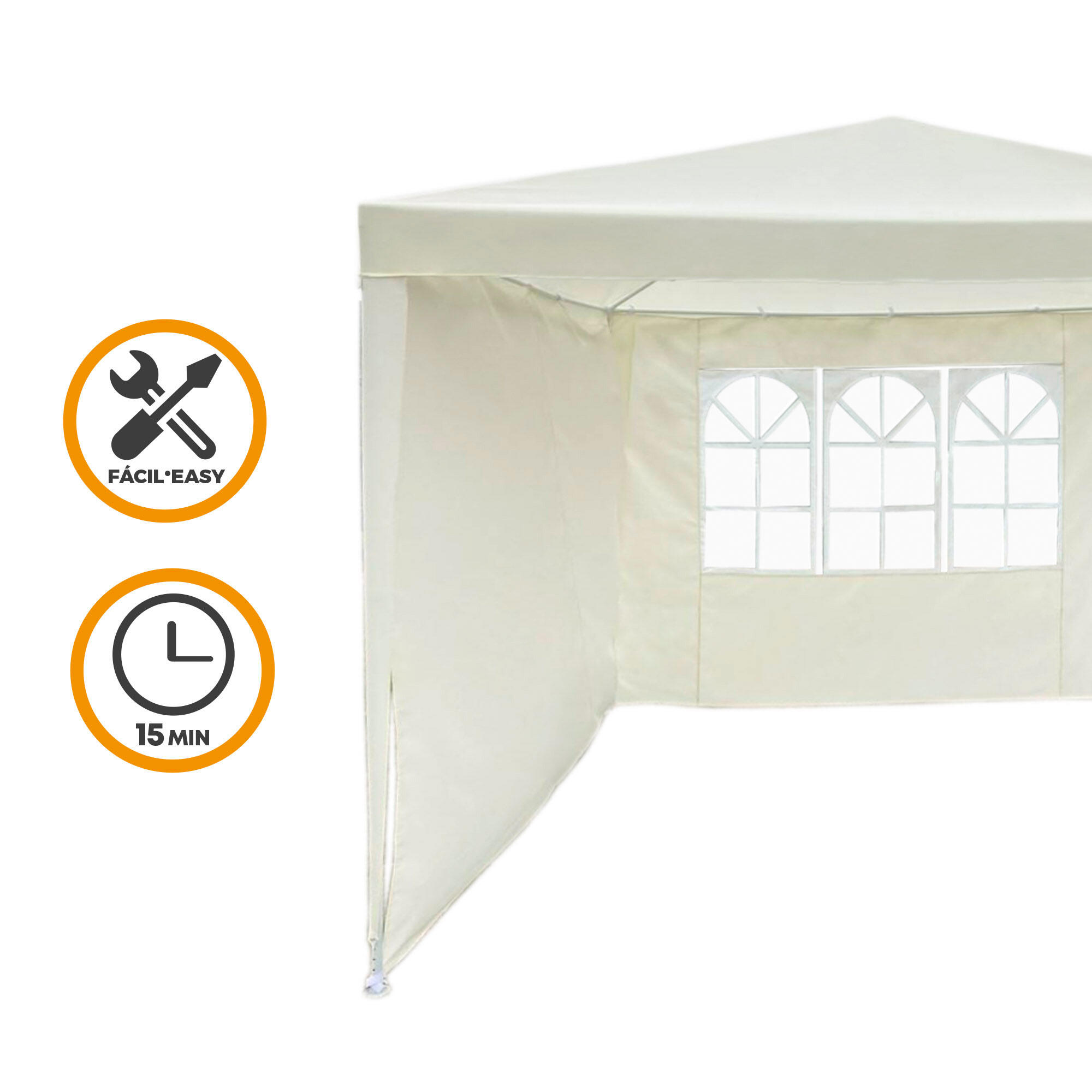 Toldo de campismo com janela e 2 paredes 270x270 cm bege Aktive 3/7