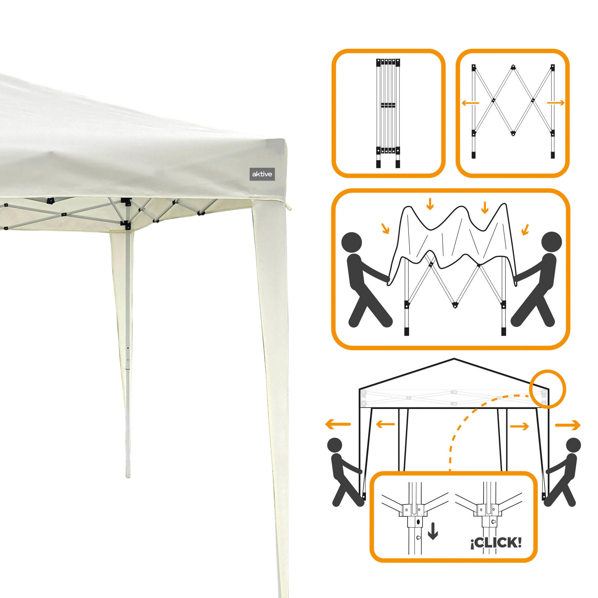 Max-Air gazebo pliant avec ventilation 300x300/240-250 cm blanc Aktive 3/7