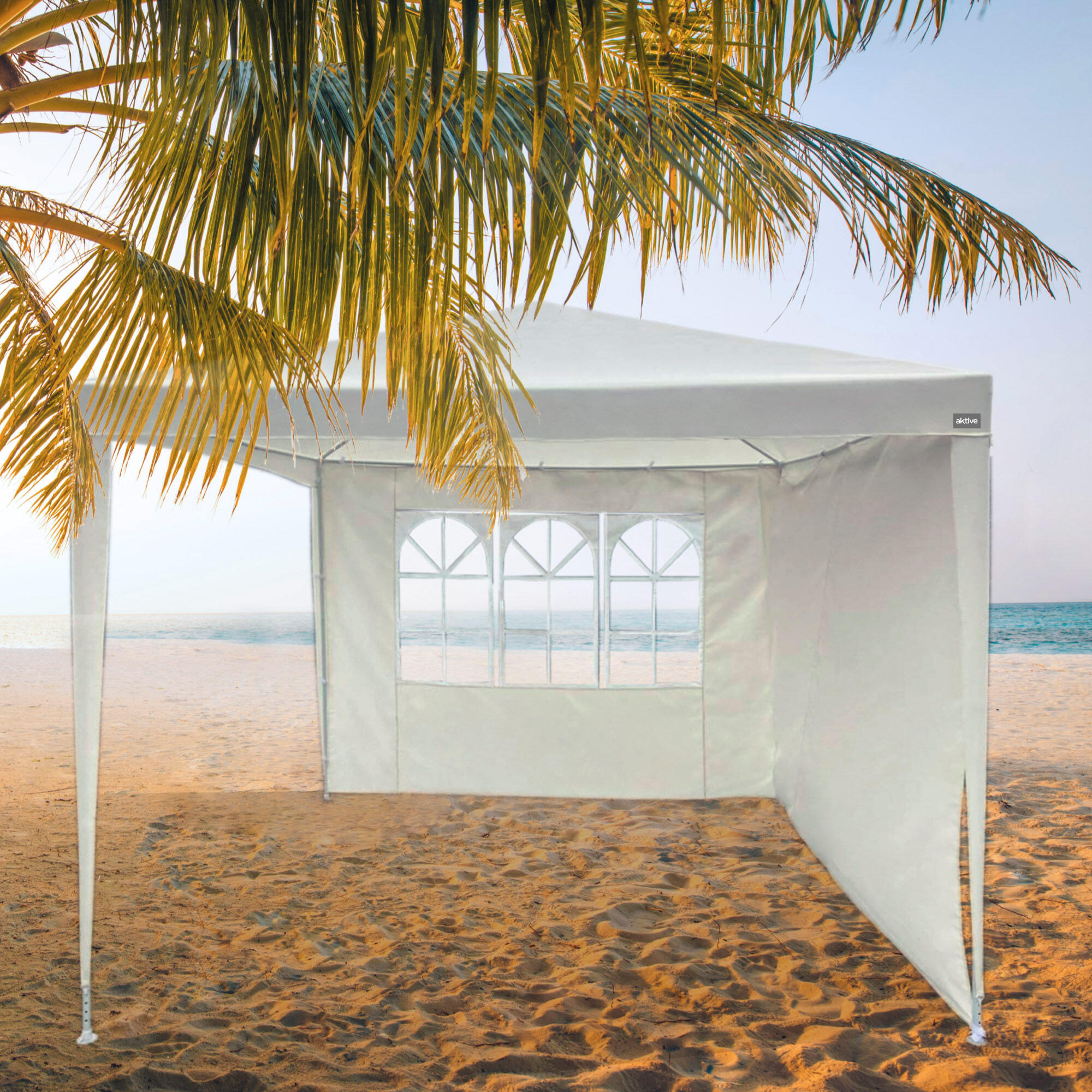 Toldo de campismo com janela e 2 paredes 270x270 cm bege Aktive 2/7