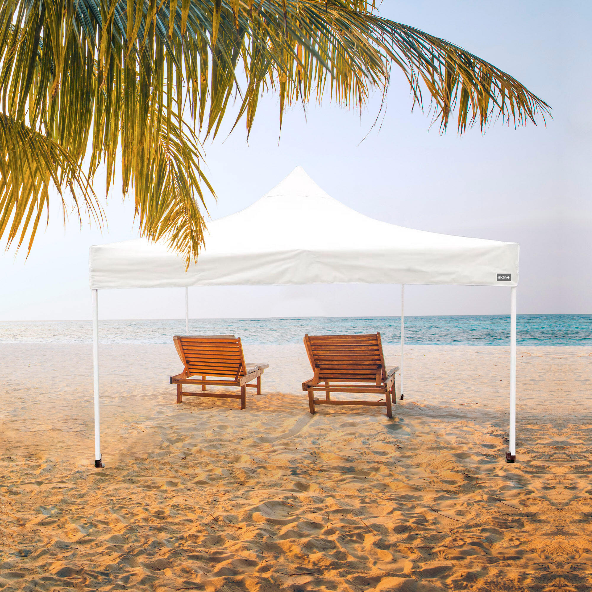 Gazebo pliable et réglable en hauteur 300x300 cm ivoire Aktive 2/7