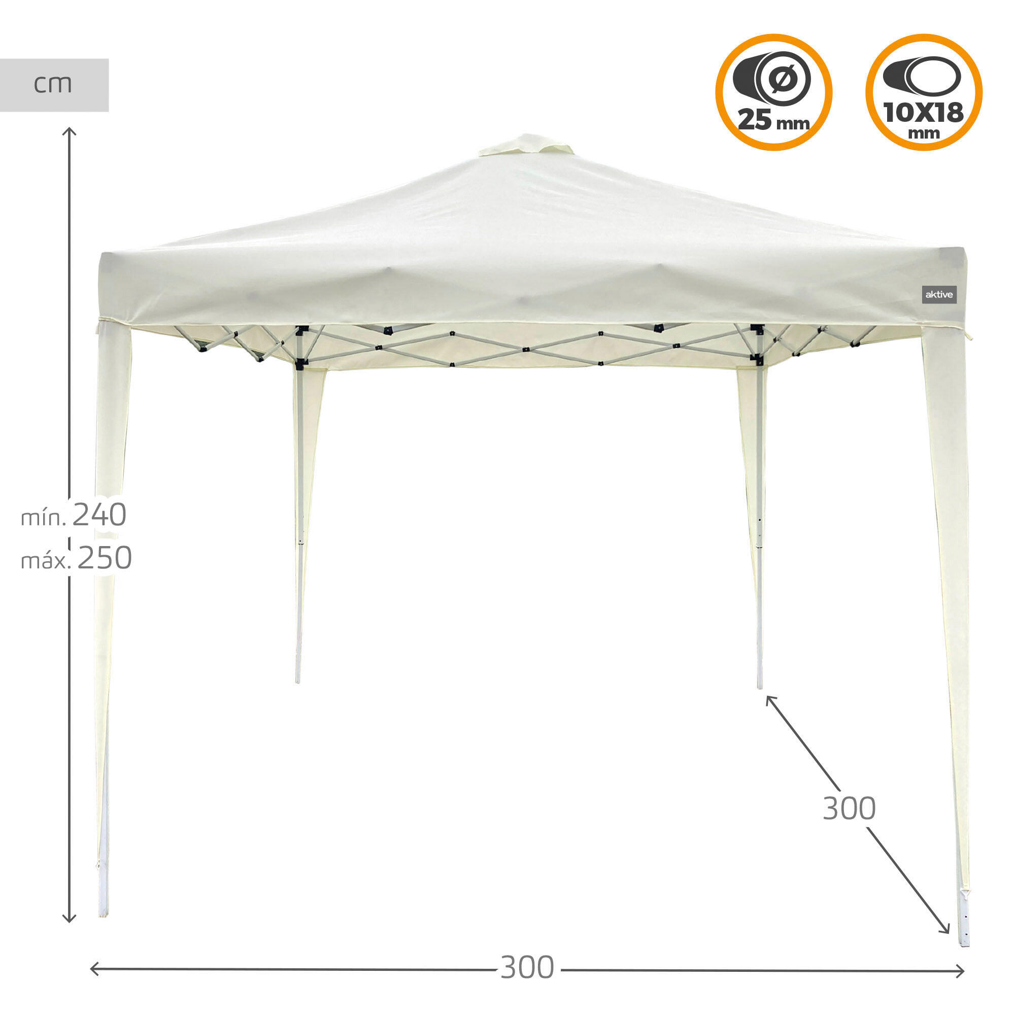 Max-Air gazebo pliant avec ventilation 300x300/240-250 cm blanc Aktive 4/7