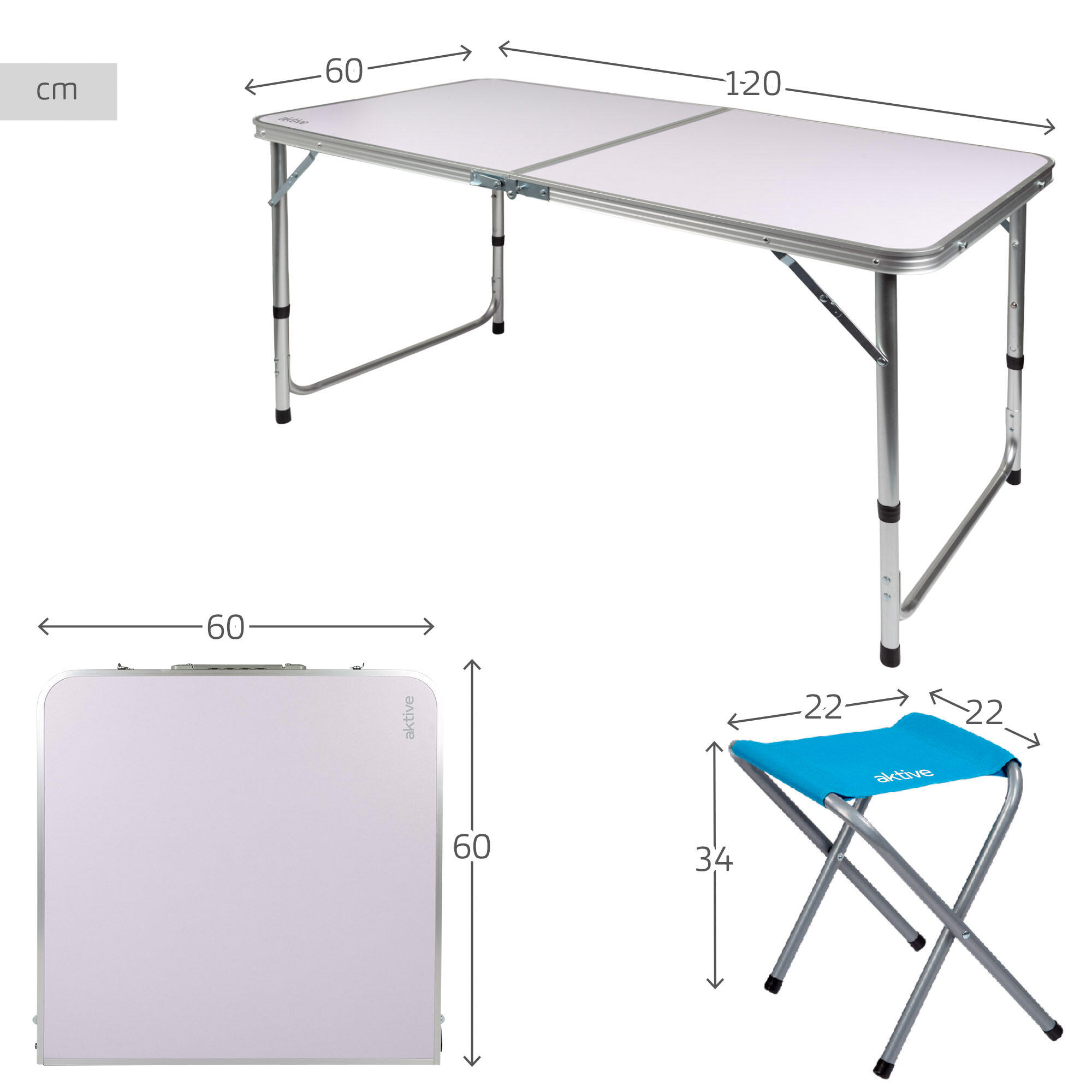 Table pliante réglable en hauteur avec 4 tabourets Aktive 4/7