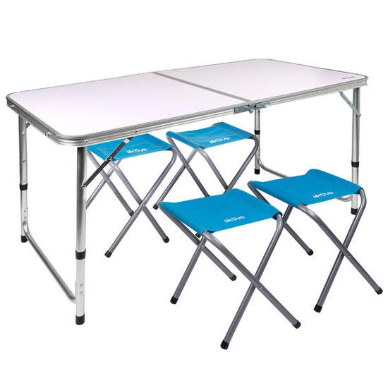 Table pliante réglable en hauteur avec 4 tabourets Aktive