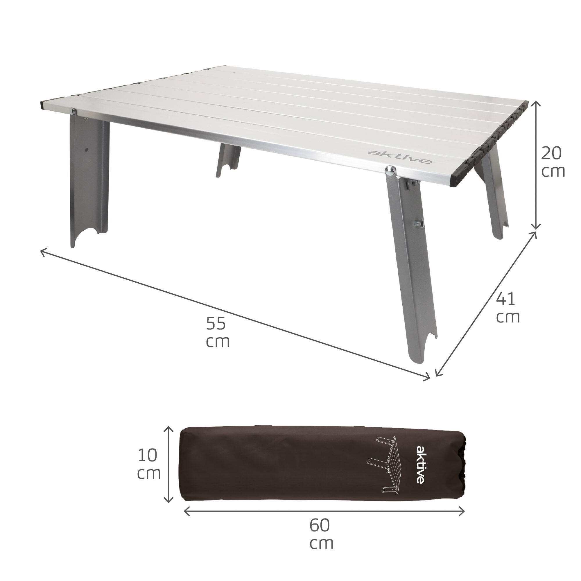 Aktive Mesa plegable 55x41x20 cm pequeña camping aluminio ultraligera 4/7